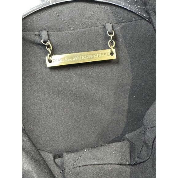 Diane Von Furstenberg Size 12 Black Cupcake Bomber Full Zip Ruffle Crop Jacket - Picture 6 of 9